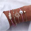 4 Pcs/ Set Classic Arrow Knot Round Crystal Multilayer Adjustable Open Bracelet Set Women Fashion Party Jewelry Multiple Styles