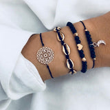 MINHIN Multiple Styles Beads Bracelet Set For Women Bohemian Marble Stone Handmade Tassel Rope Chain Bracelets Party Jewelry
