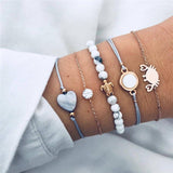 MINHIN Multiple Styles Beads Bracelet Set For Women Bohemian Marble Stone Handmade Tassel Rope Chain Bracelets Party Jewelry